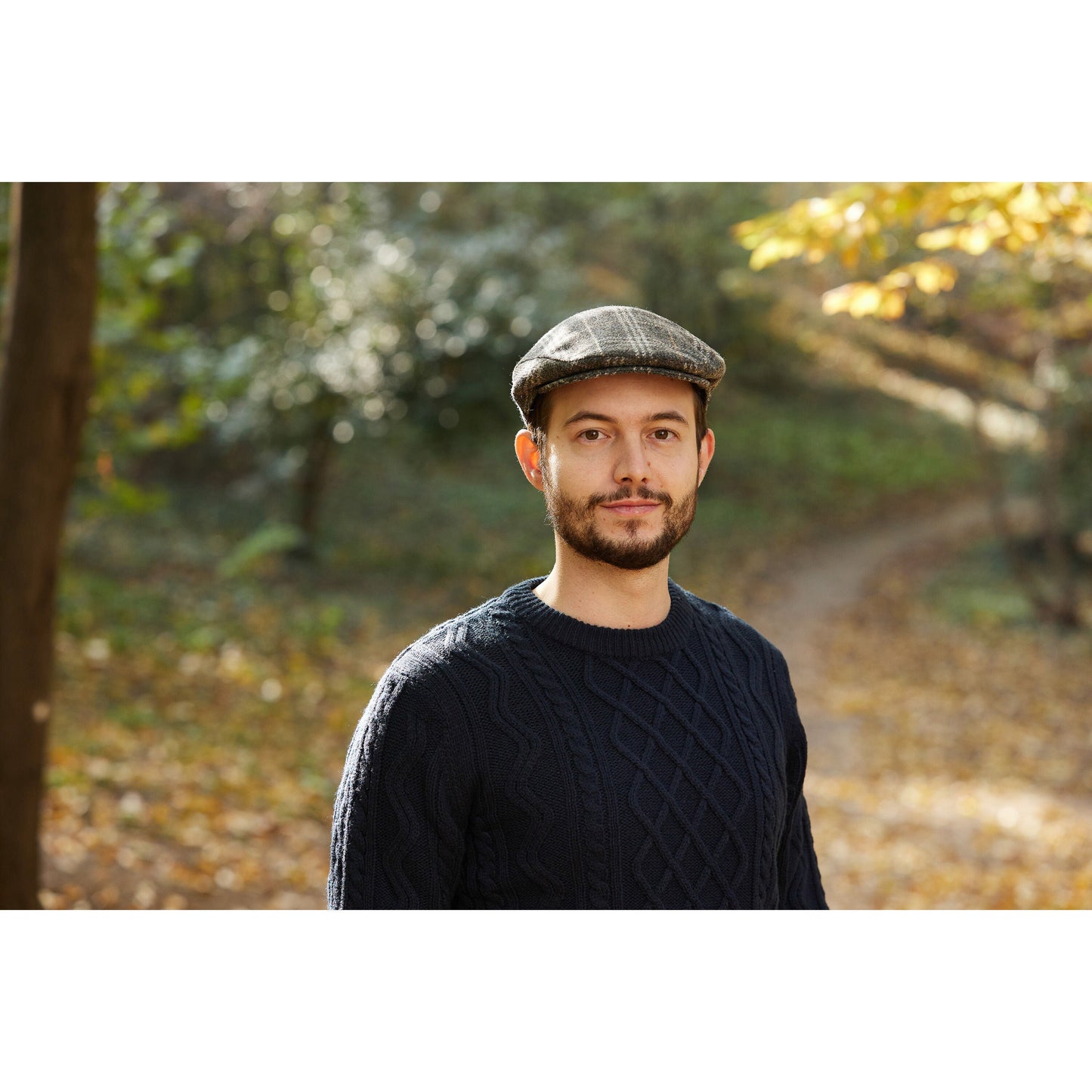 Tweed Herringbone Checkered Grey Flat Cap