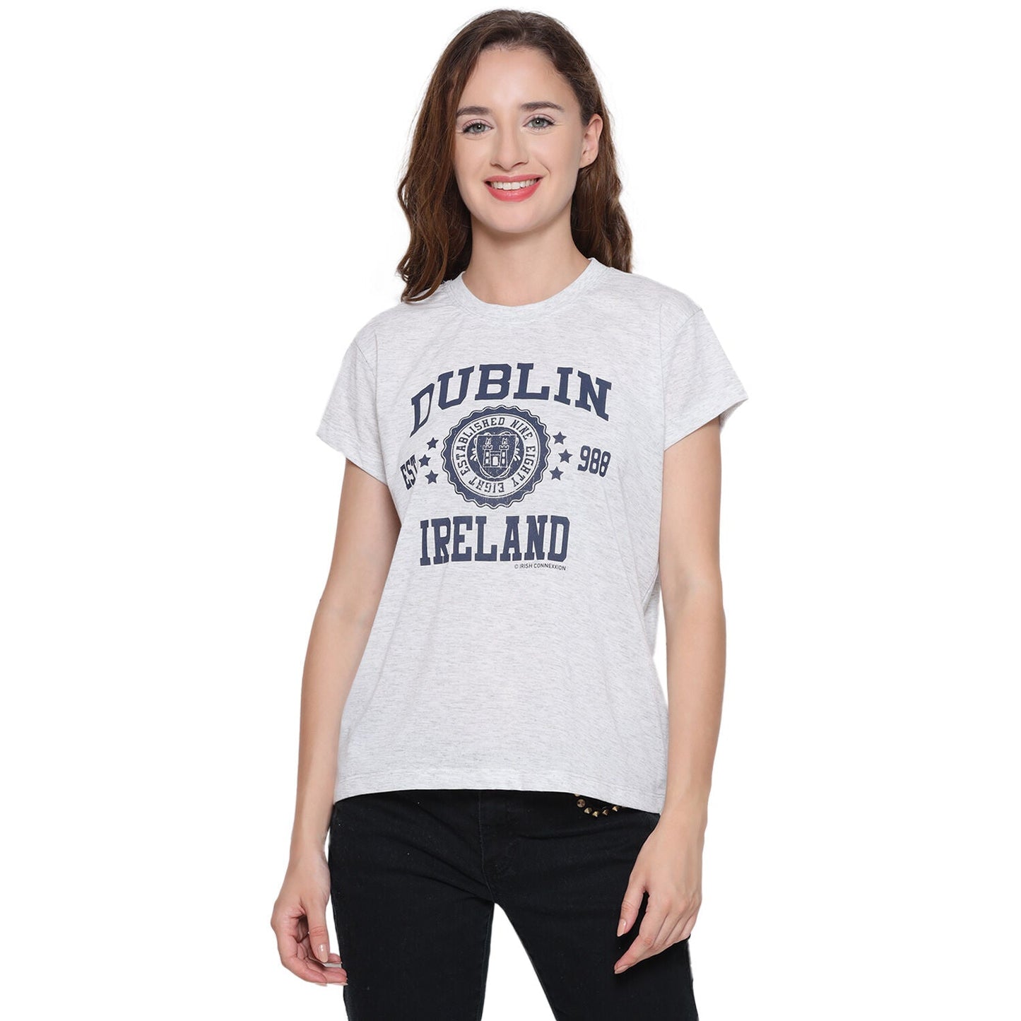 Ladies Dublin Stamps T-Shirt Grey