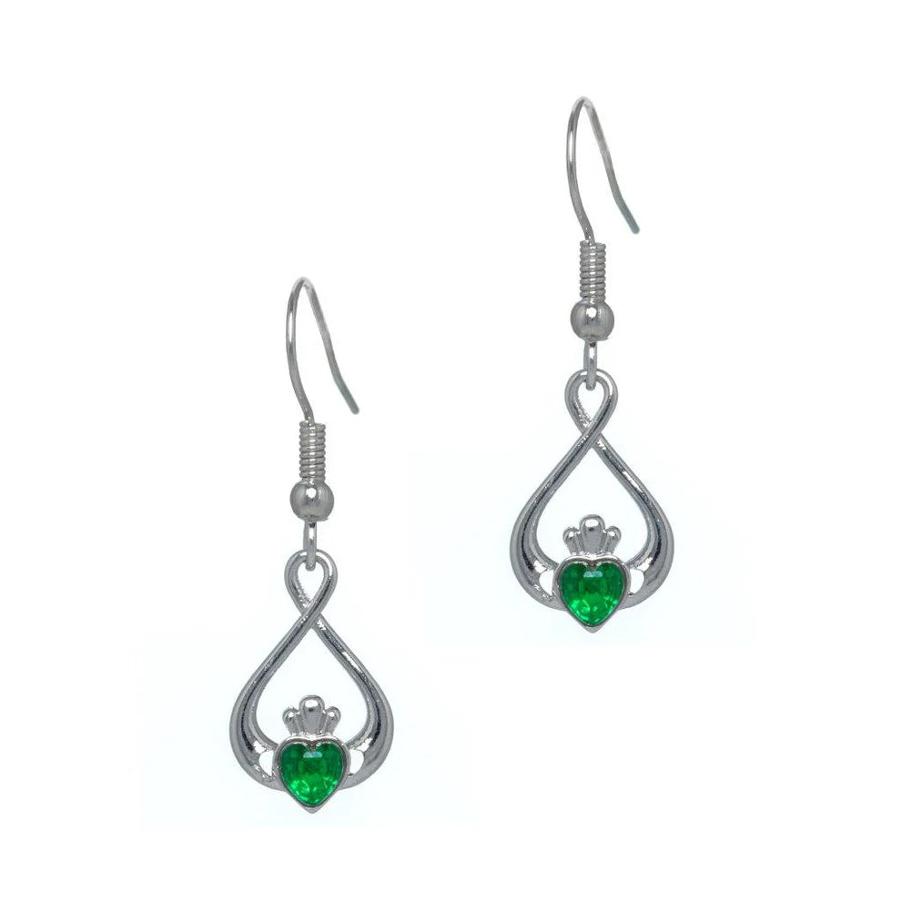 Silver Plated Claddagh Drop Earrings