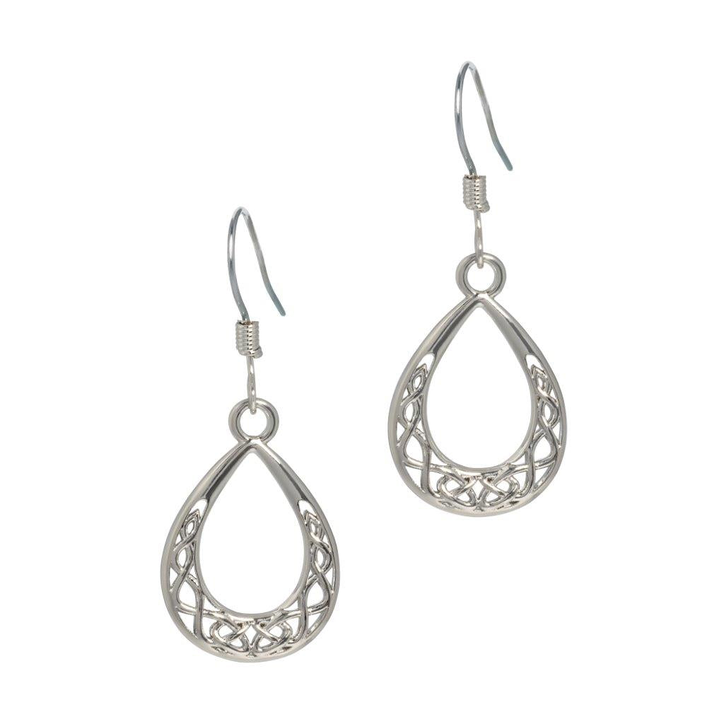 Silver Plated Drop Celtic Earrings