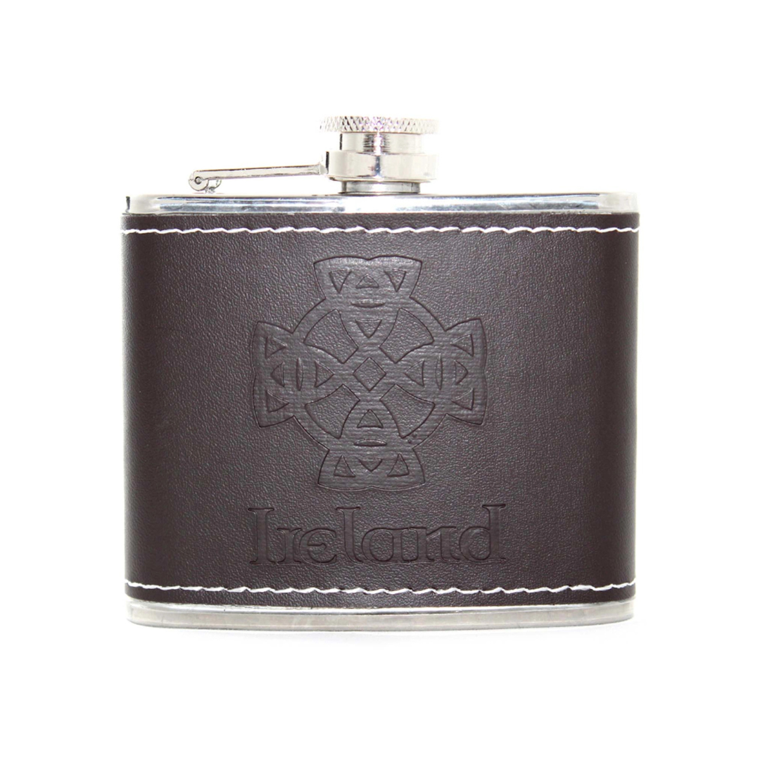 Ireland Trinity Knot Leather Hip Flask