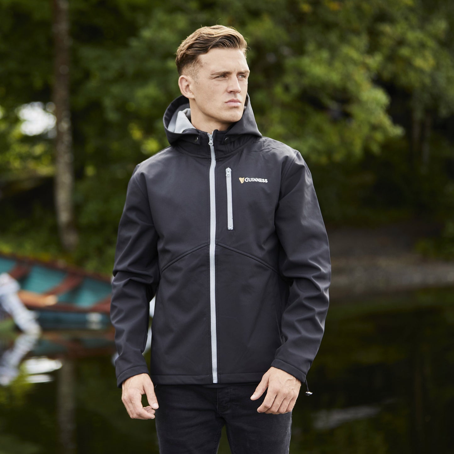 Black Guinness With Harp Design Softshell Full Zip Jacket