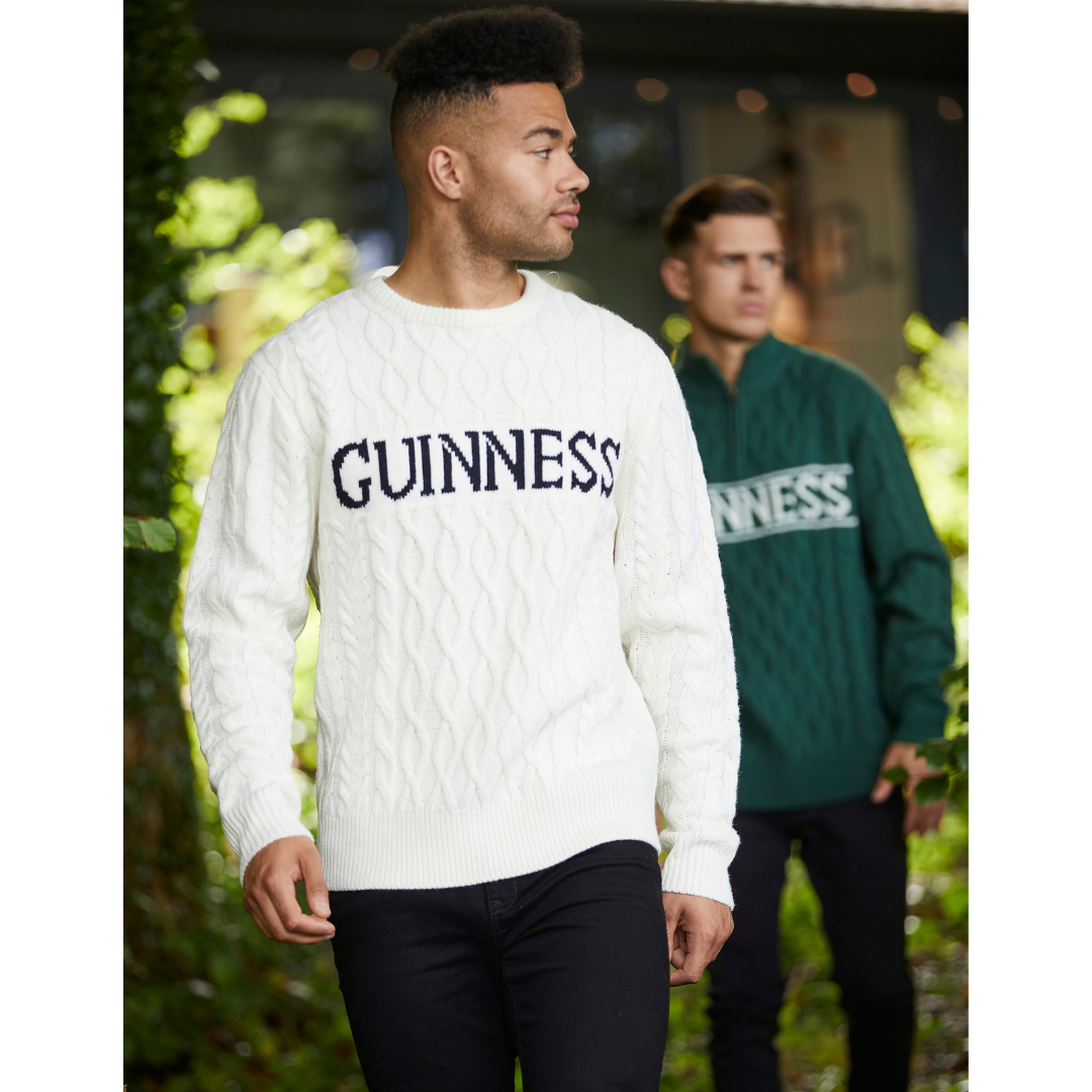 Guinness Aran Knit Style Sweater White