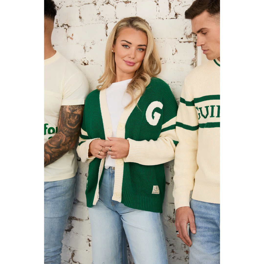 Unisex Guinness Knitted Green & Cream Cardigan