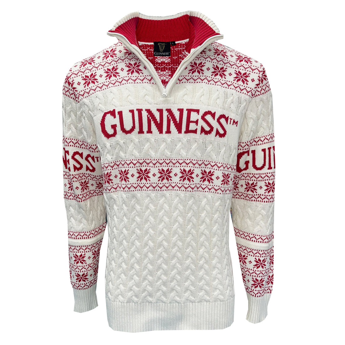 Guinness 1/4 Zip Cable Knit Christmas Sweater
