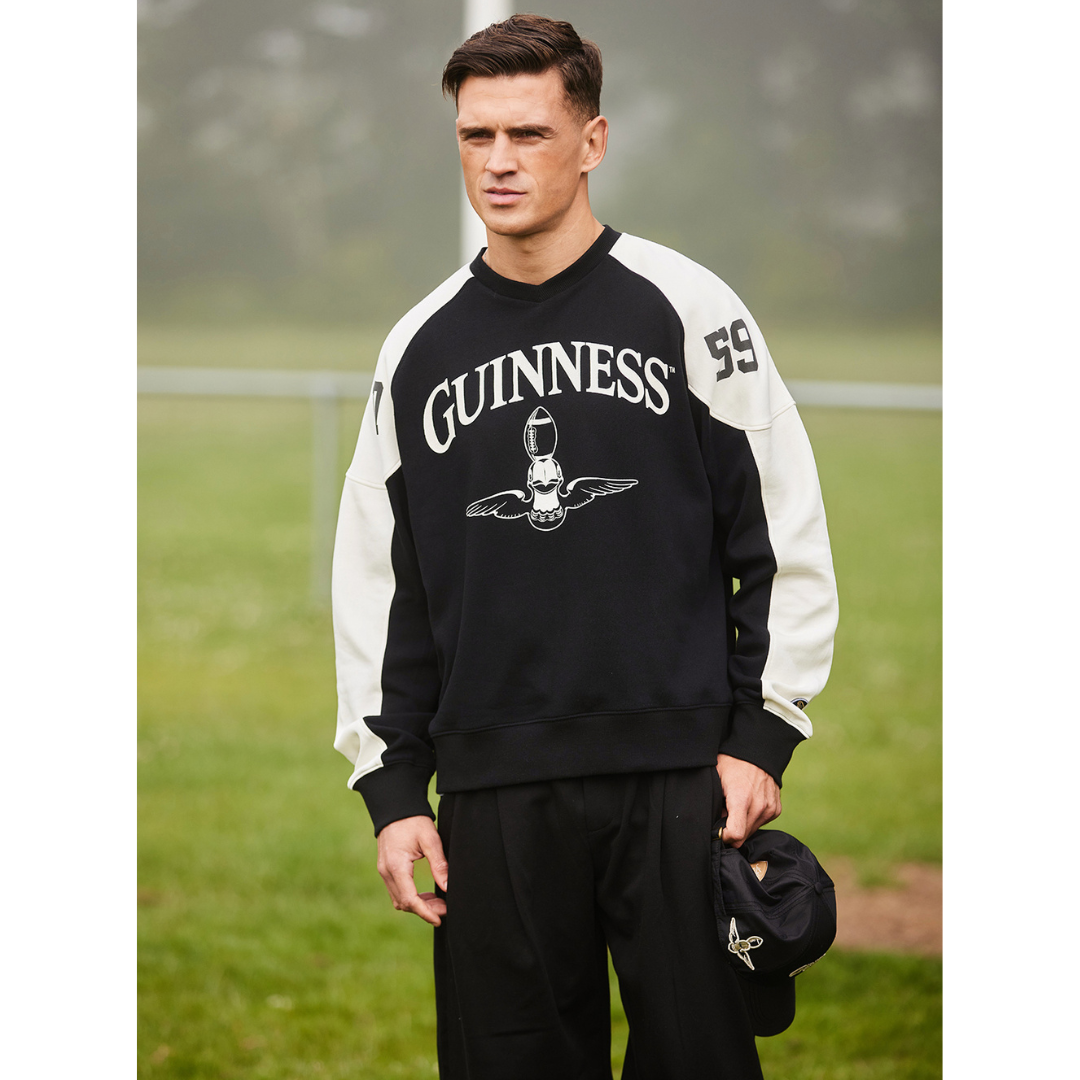 Unisex Guinness Black And White American Football Sweatshirt