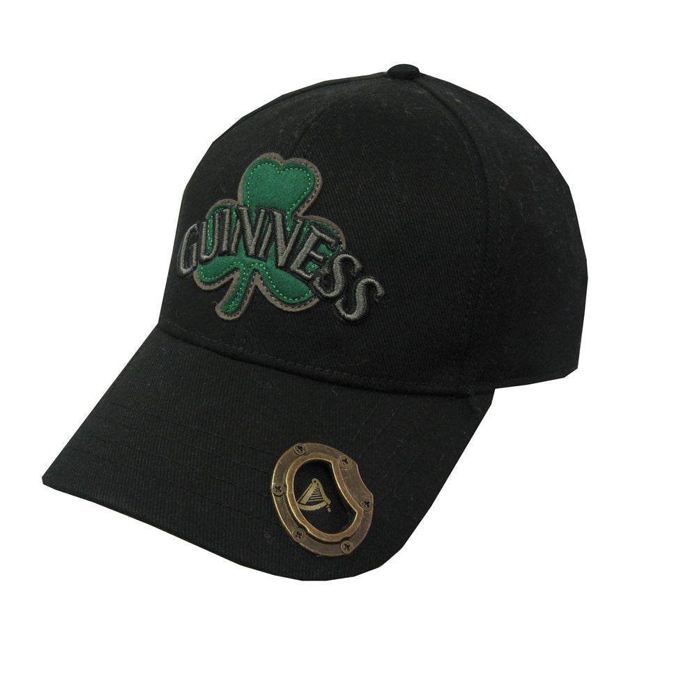 Black Guinness Shamrock Bottle Opener Baseball Cap