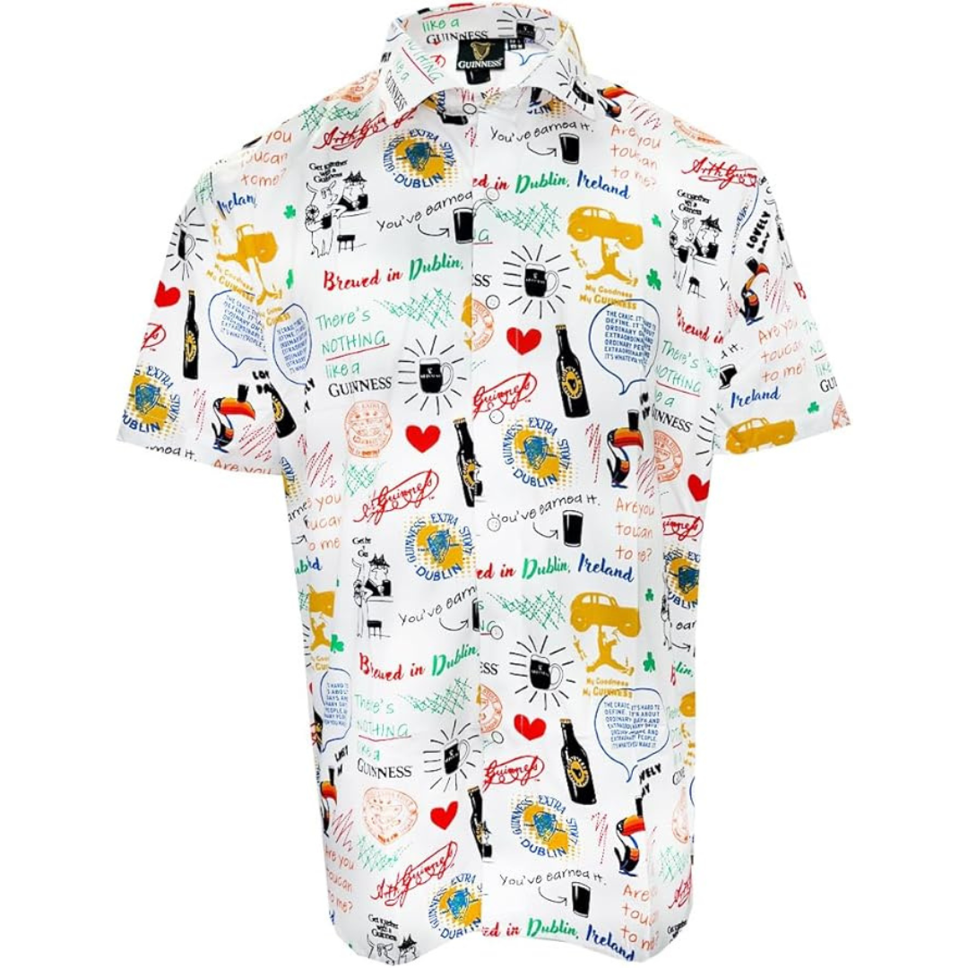 Unisex Guinness Doodles All Over Print White Shirt