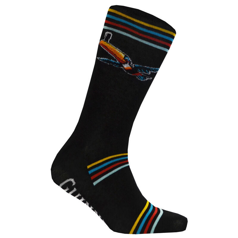 Black Guinness Socks With Flying Toucan & Stripes