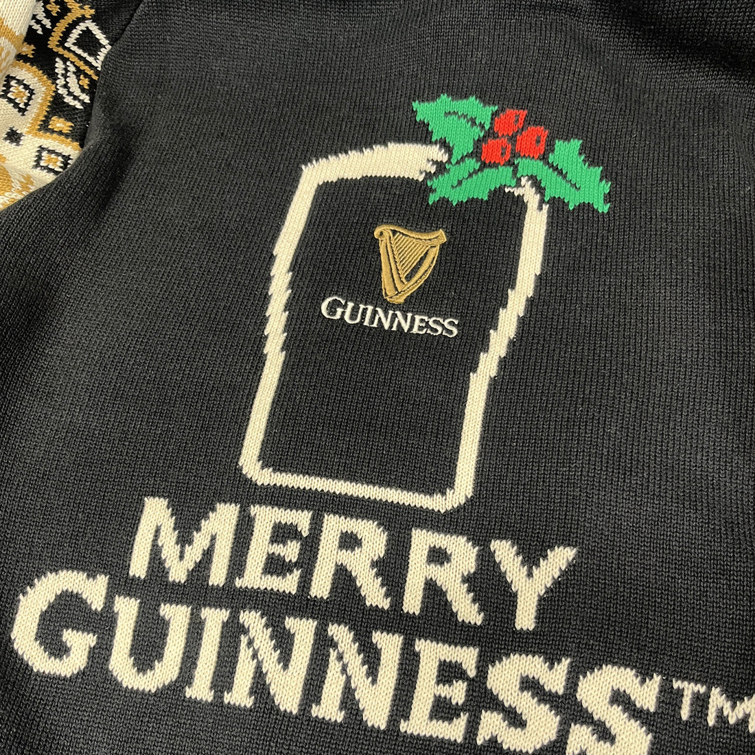 Guinness Pint & Holly Black Christmas Jumper