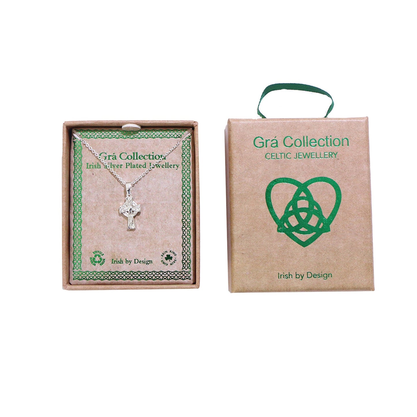 Grá Collection Silver Plated Irish Celtic Cross necklace