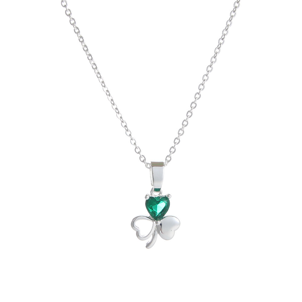 Shamrock Necklace Top Green Stone