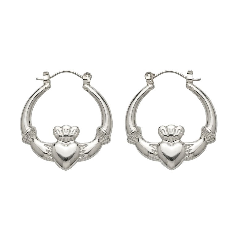 Silver Claddagh Earrings 6cm