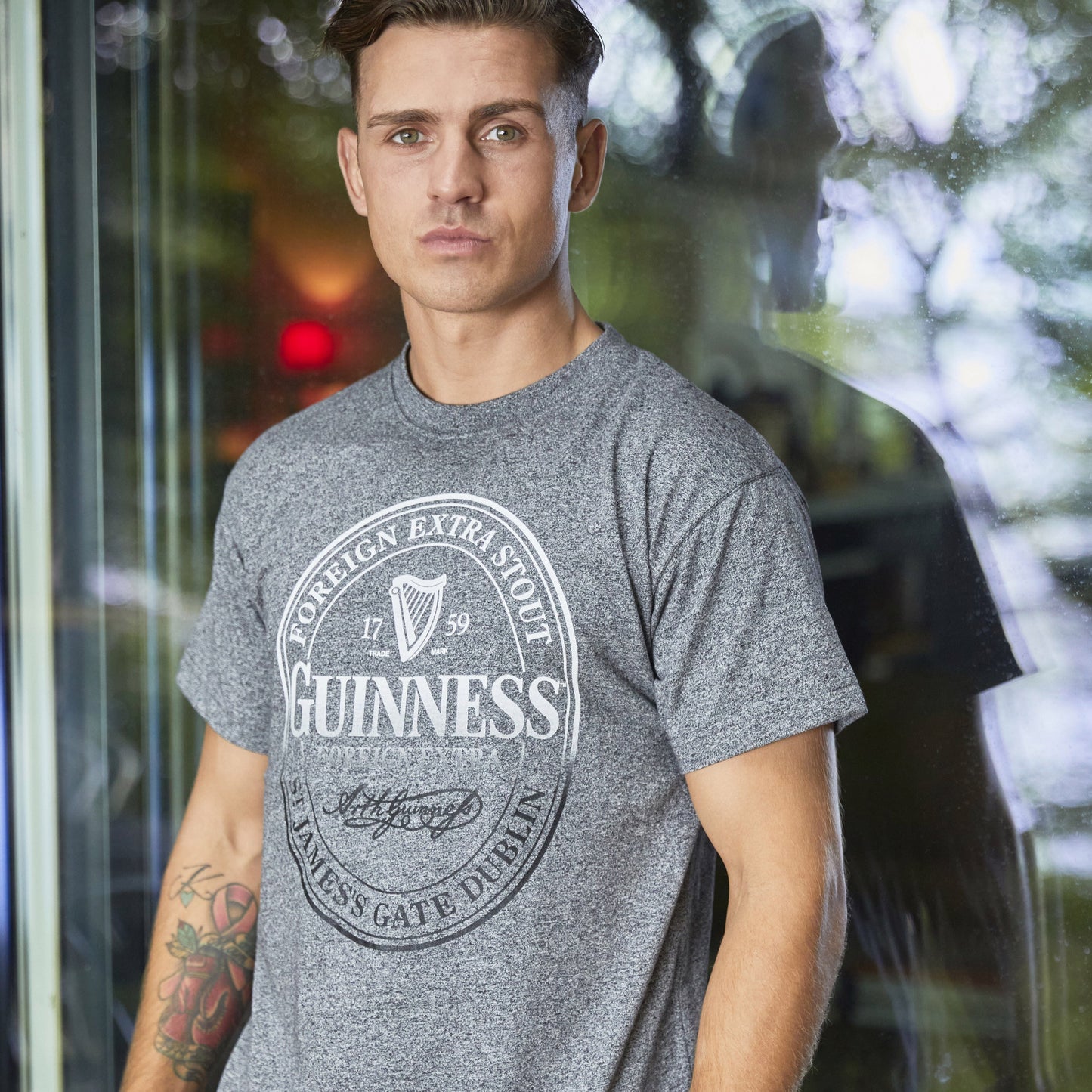 Guinness Stamp Round Neck Grey T-Shirt