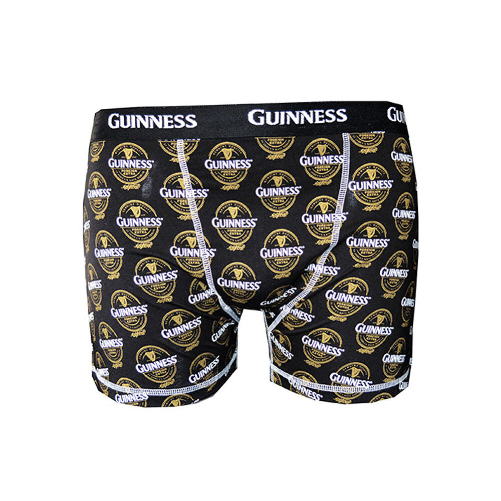 Guinness With Bottle Labels Black Boxer Shorts