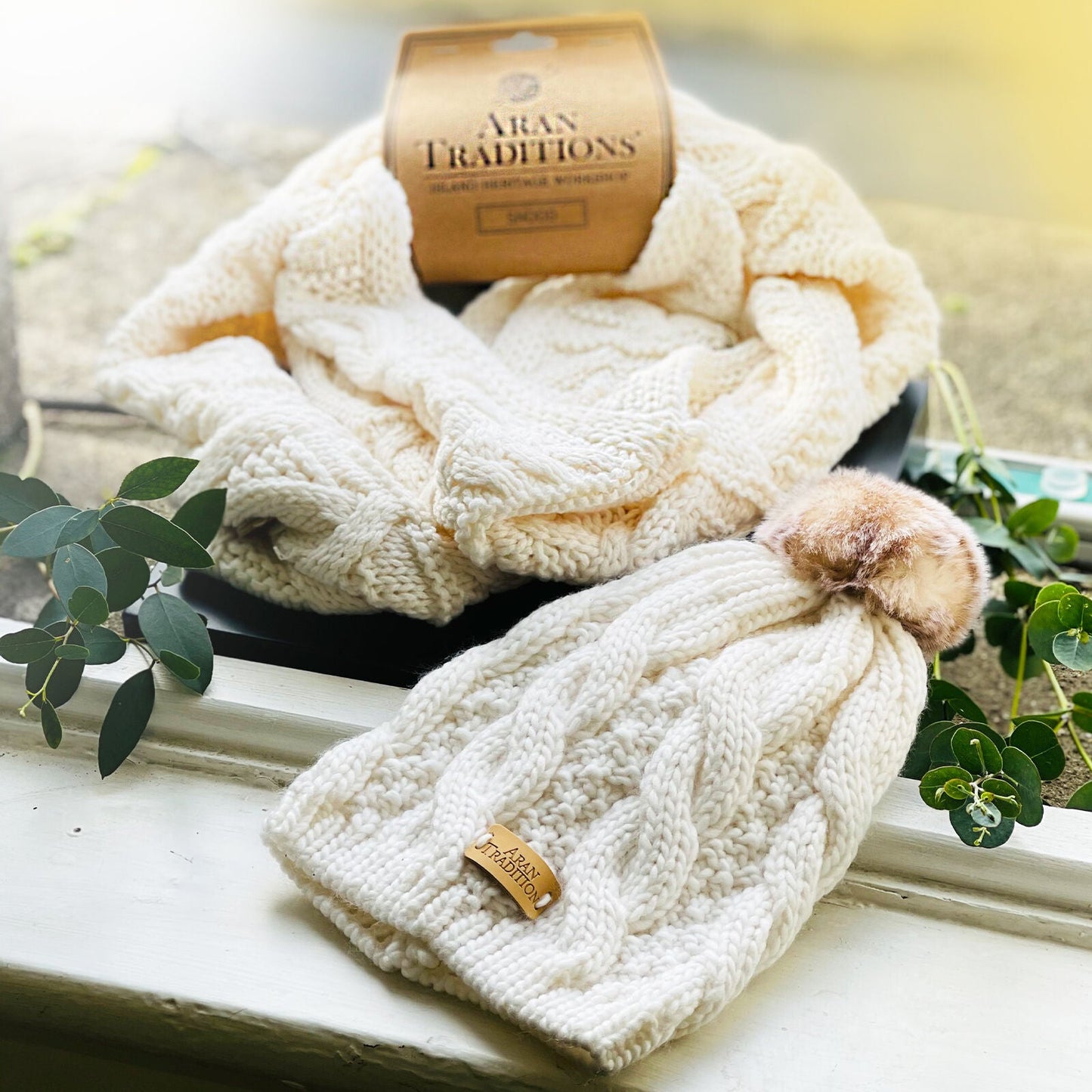 Knitwear Snood & Hat Gift Set Cream