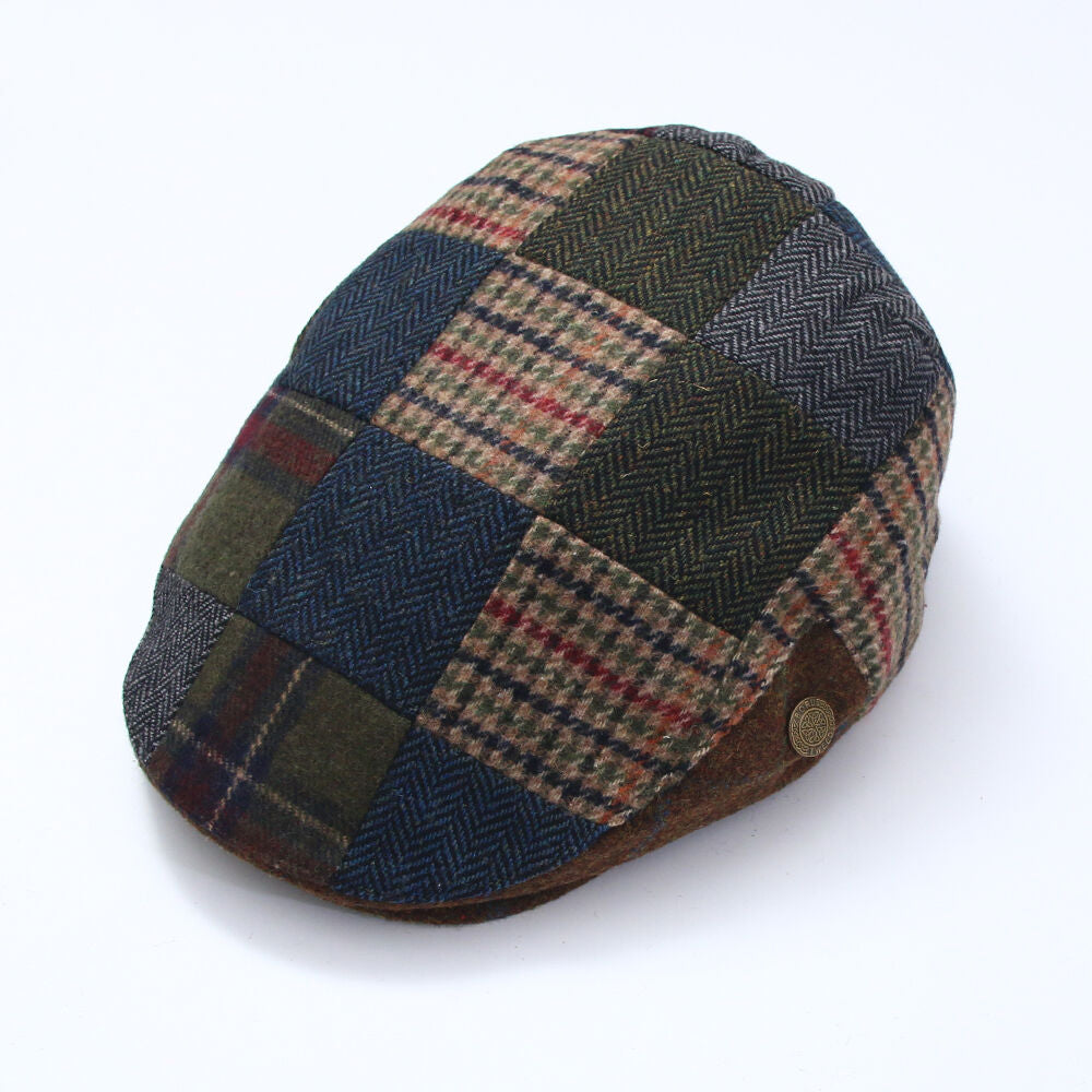 Mens Tweed Hat Countryman Patchwork Navy