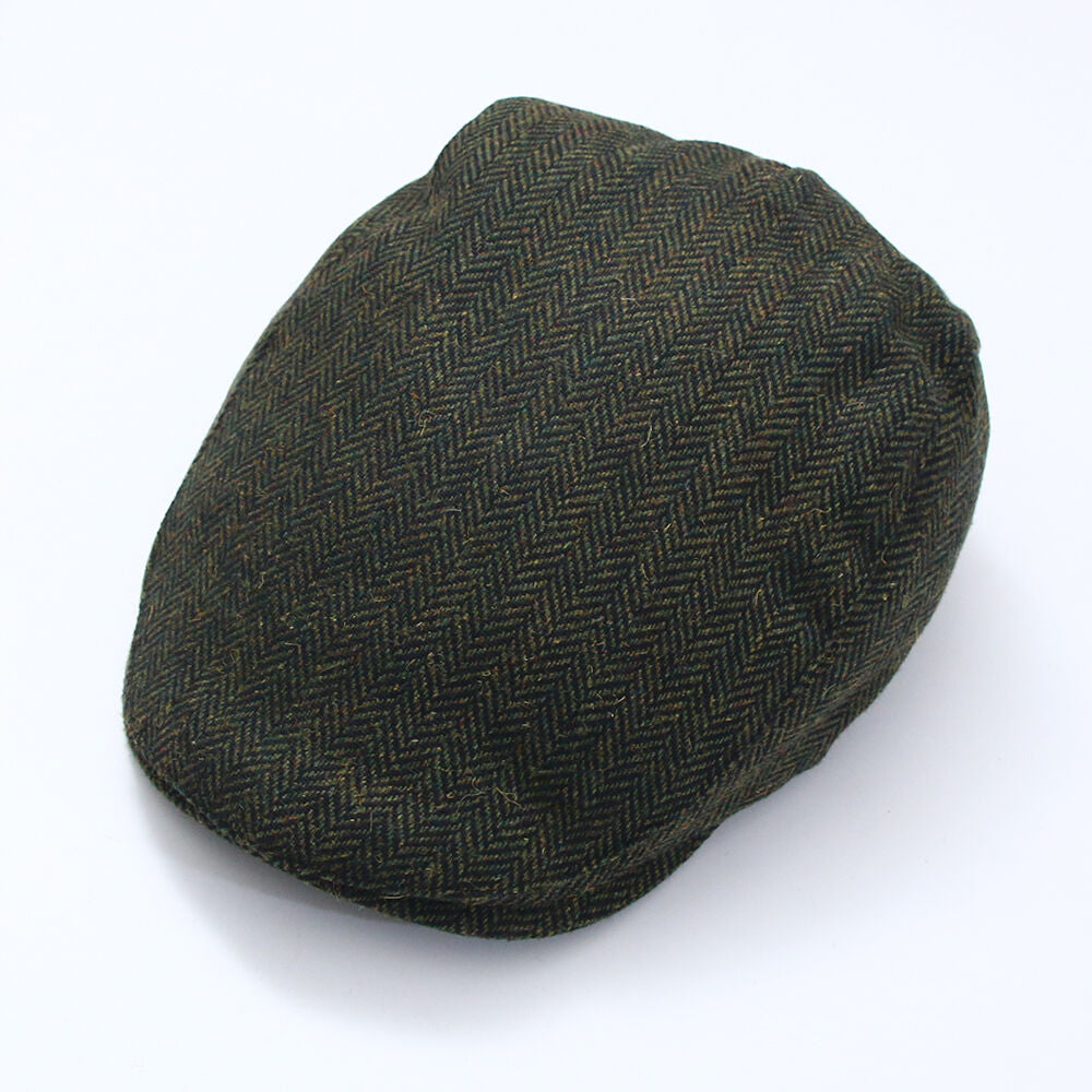 Traditional Herringbone Tweed Hat Green