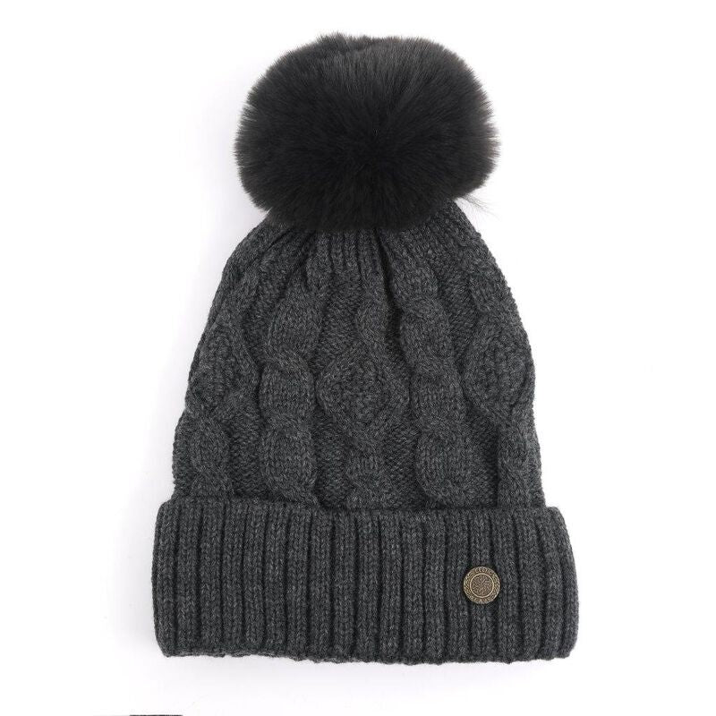 Celtic Weave Bobble Hat Grey