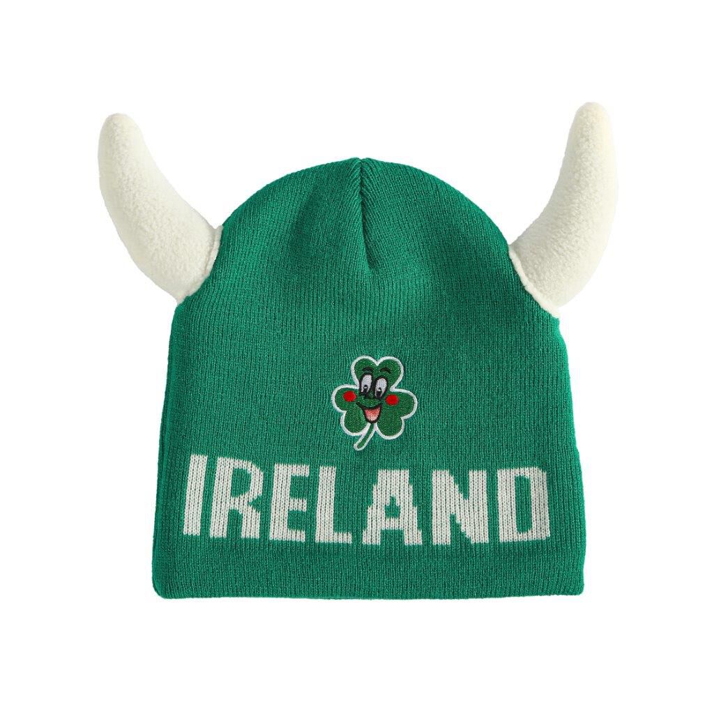 Kids Horn Beanie Hat Green