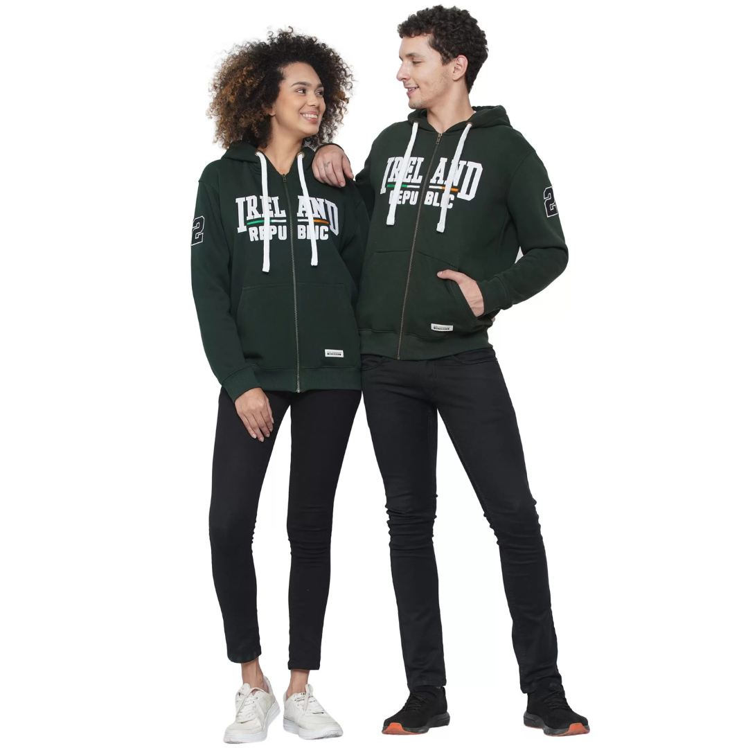 Unisex Ireland Republic Green Zip Hoodie