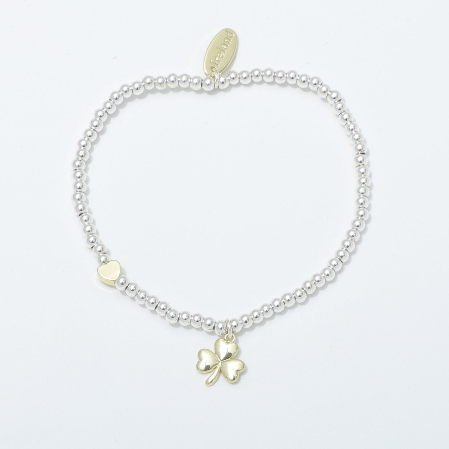 Silver Beaded Plain Shamrock Bracelet