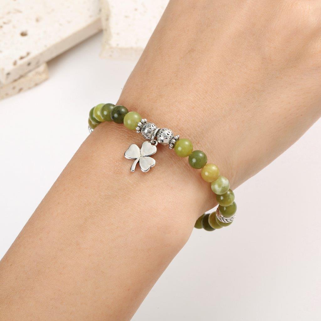 Shamrock Green Marble Stretch Bracelet