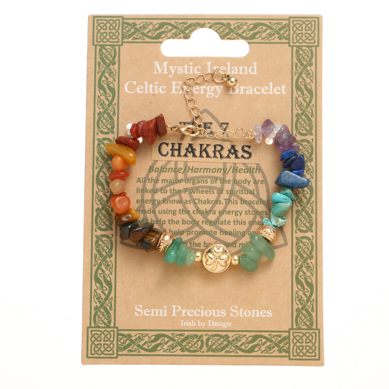 Rainbow Coloured 7 Chakra Bracelet with Semi-Precious Stone Chips