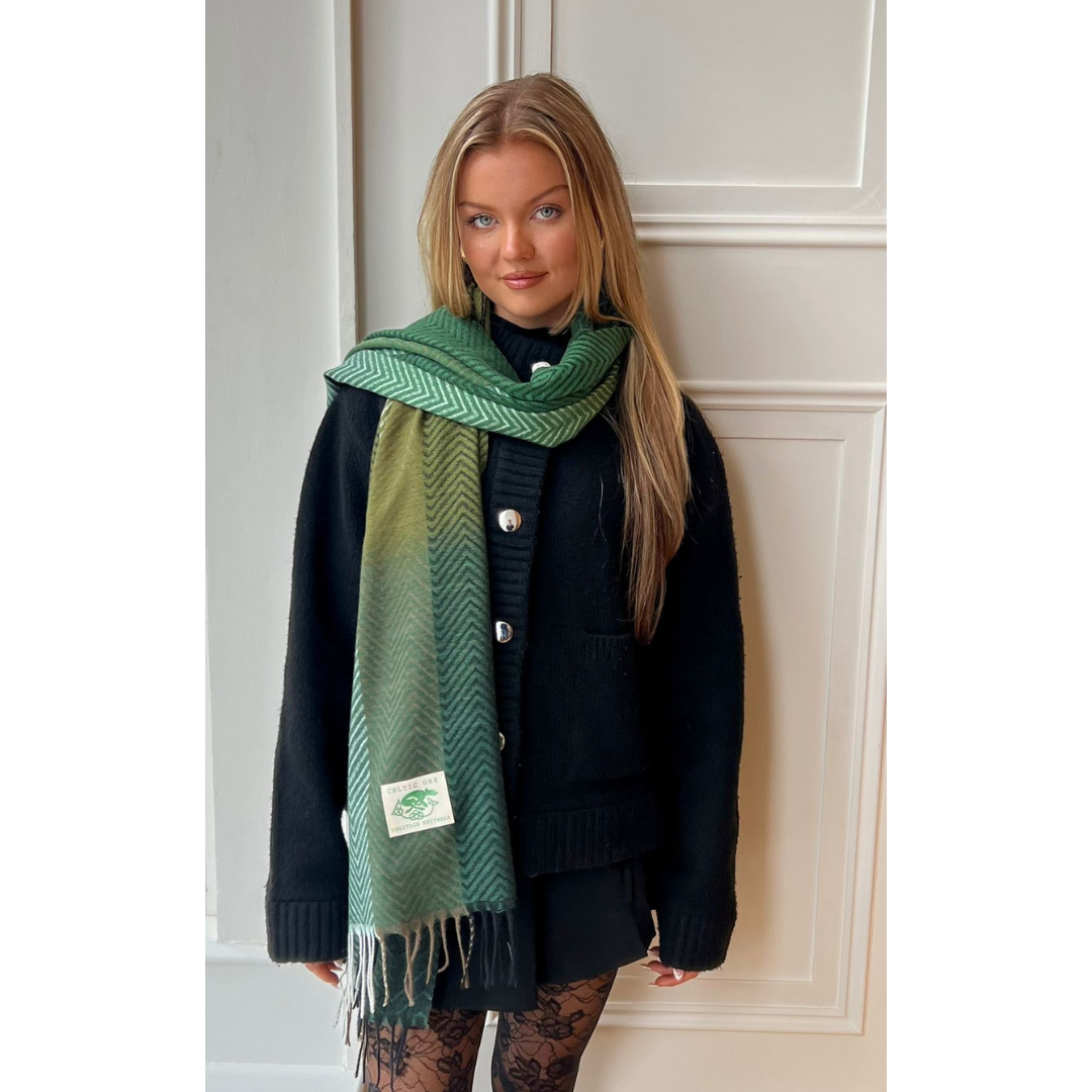 Ladies Herringbone Green Scarf