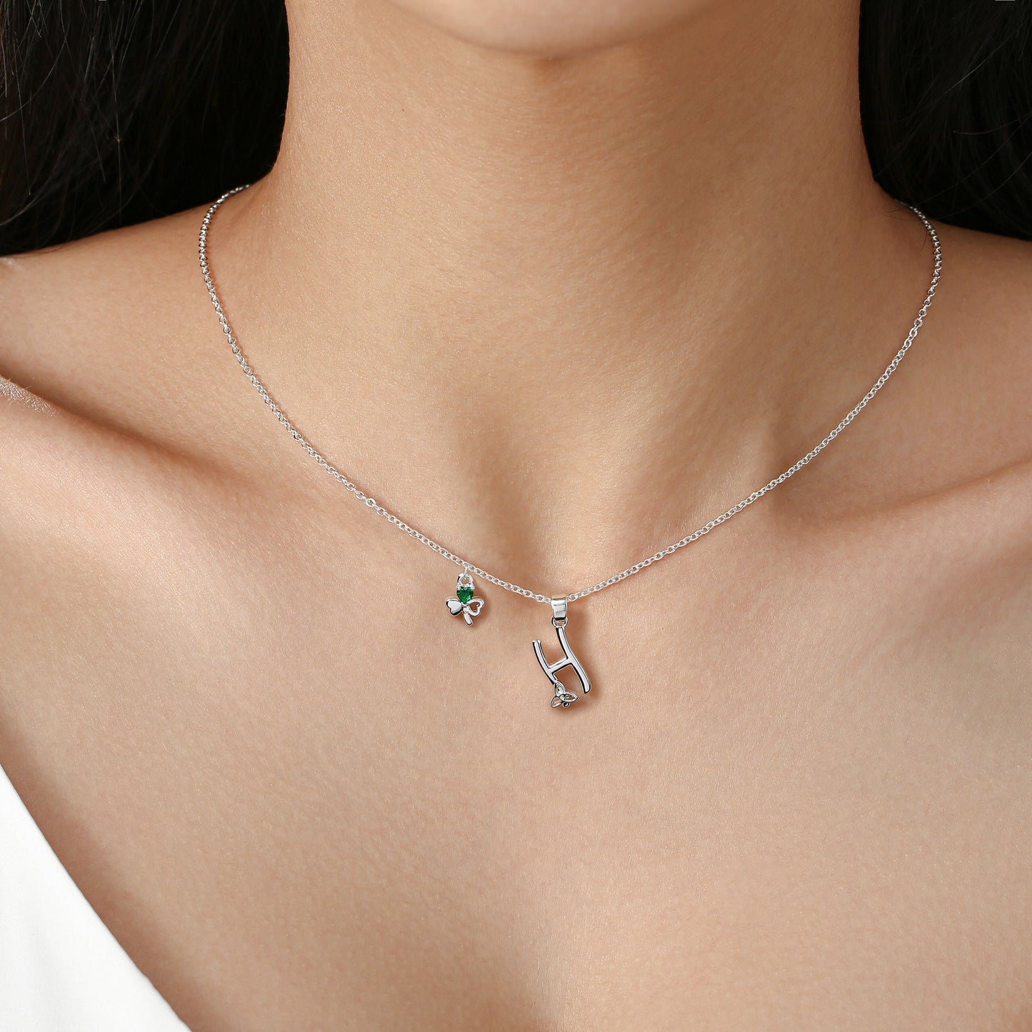Grá Collection Silver Plated H Initial necklace