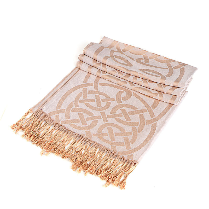 Celtic Knotwork Pashmina Scarf Cream