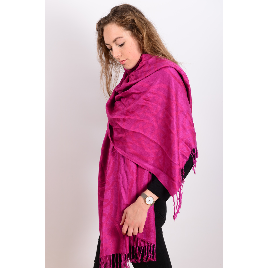Celtic Knotwork Pashmina Scarf Pink