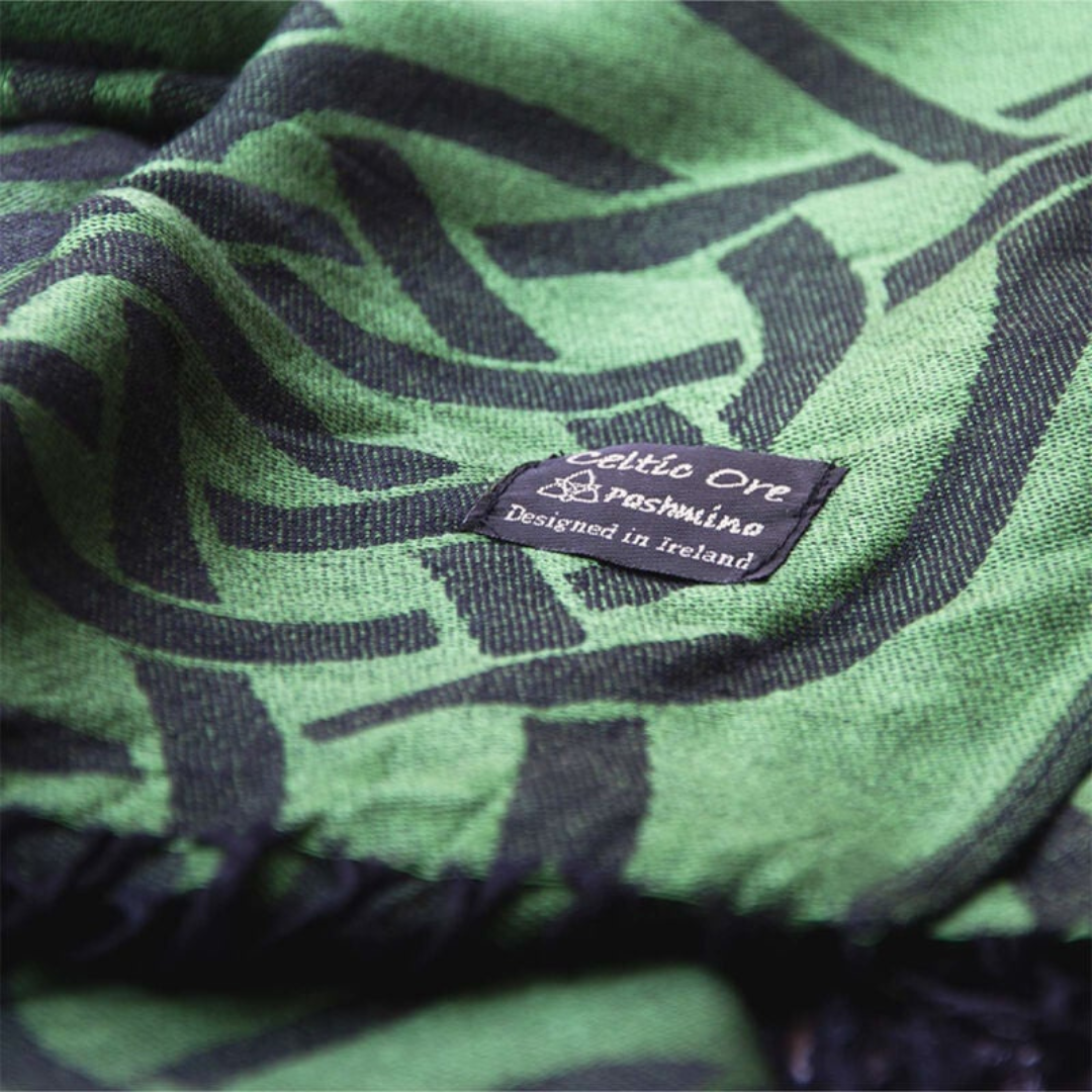 Celtic Knotwork Pashmina Scarf Dark Green