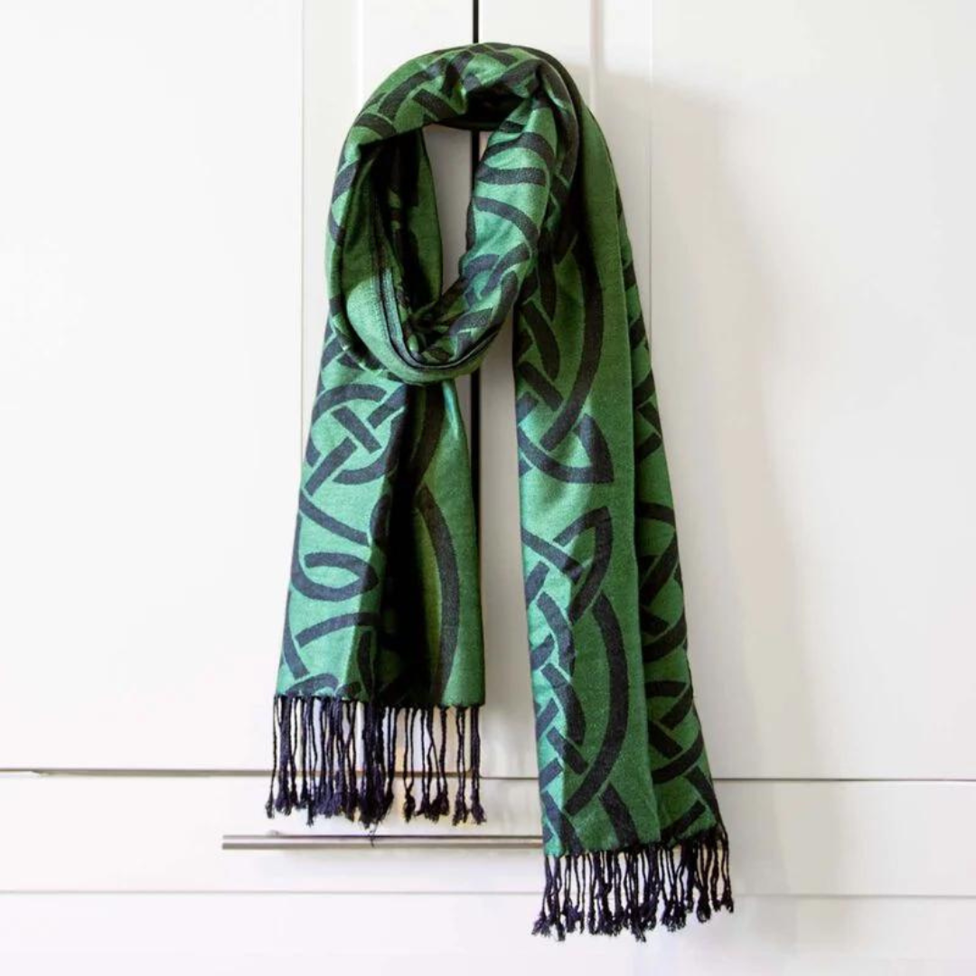 Celtic Knotwork Pashmina Scarf Dark Green