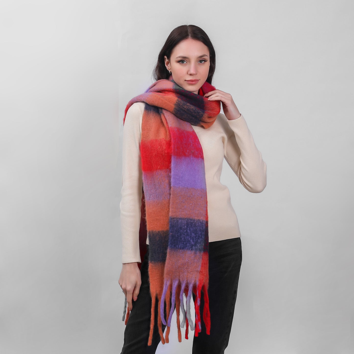 Celtic Ore Authentic Irish Soft Check Scarf Pink-red