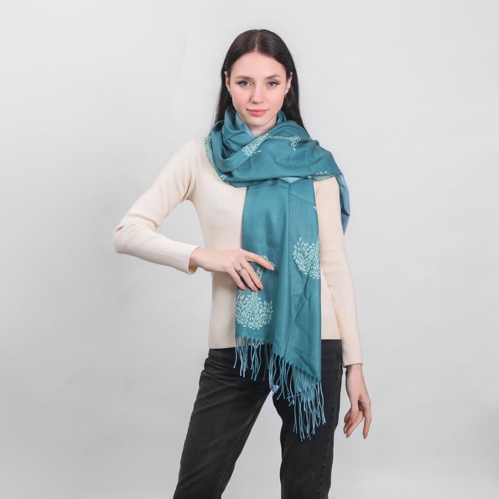 Celtic Tree Two Tone Scarf Green