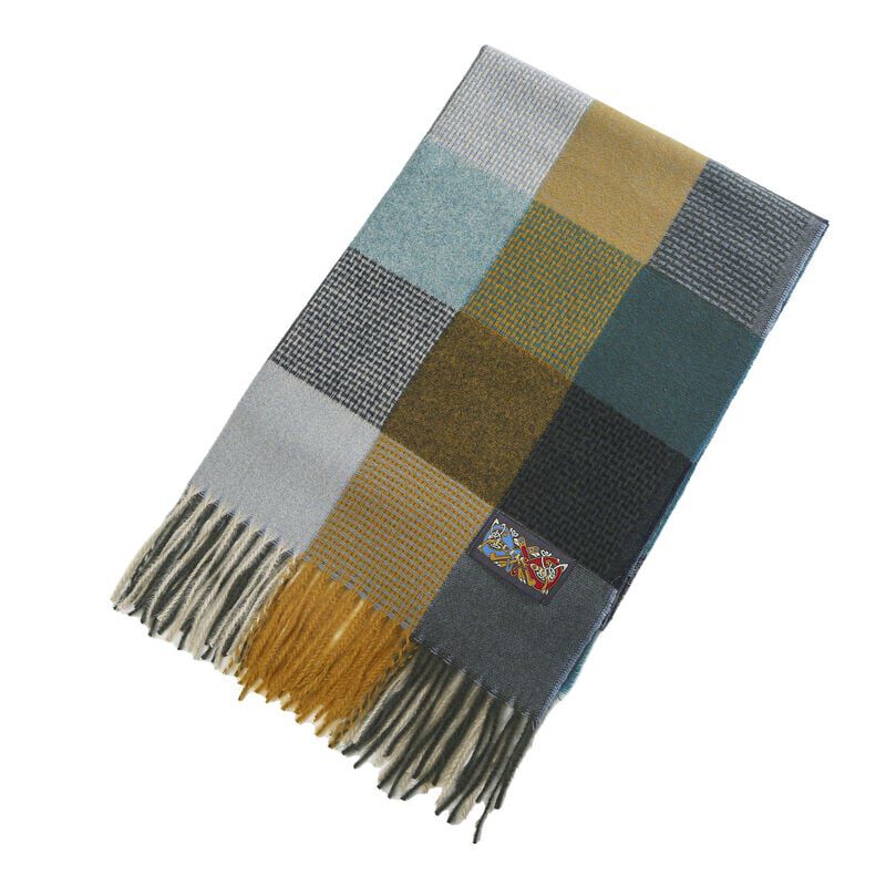 Patchwork Frailed End Scarf Teal