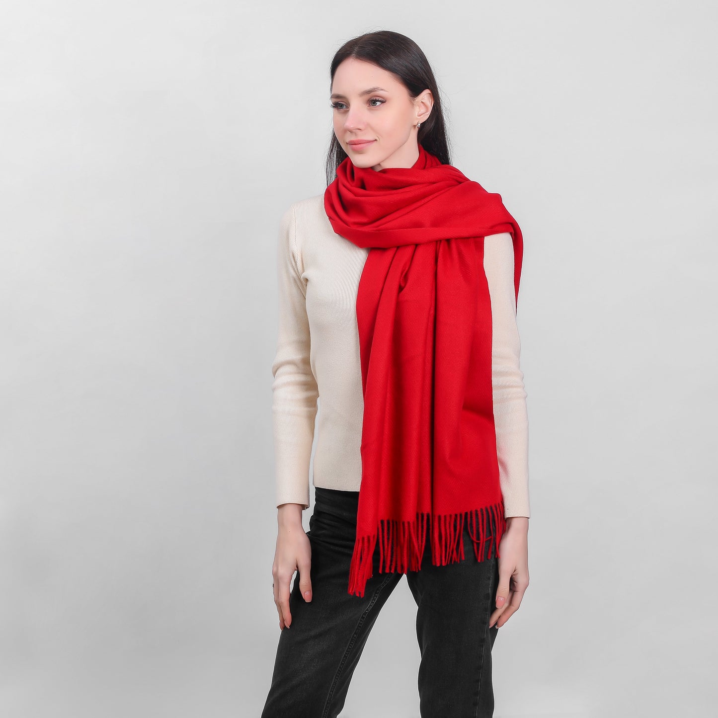 Ladies Supersoft Herringbone Wine Scarf
