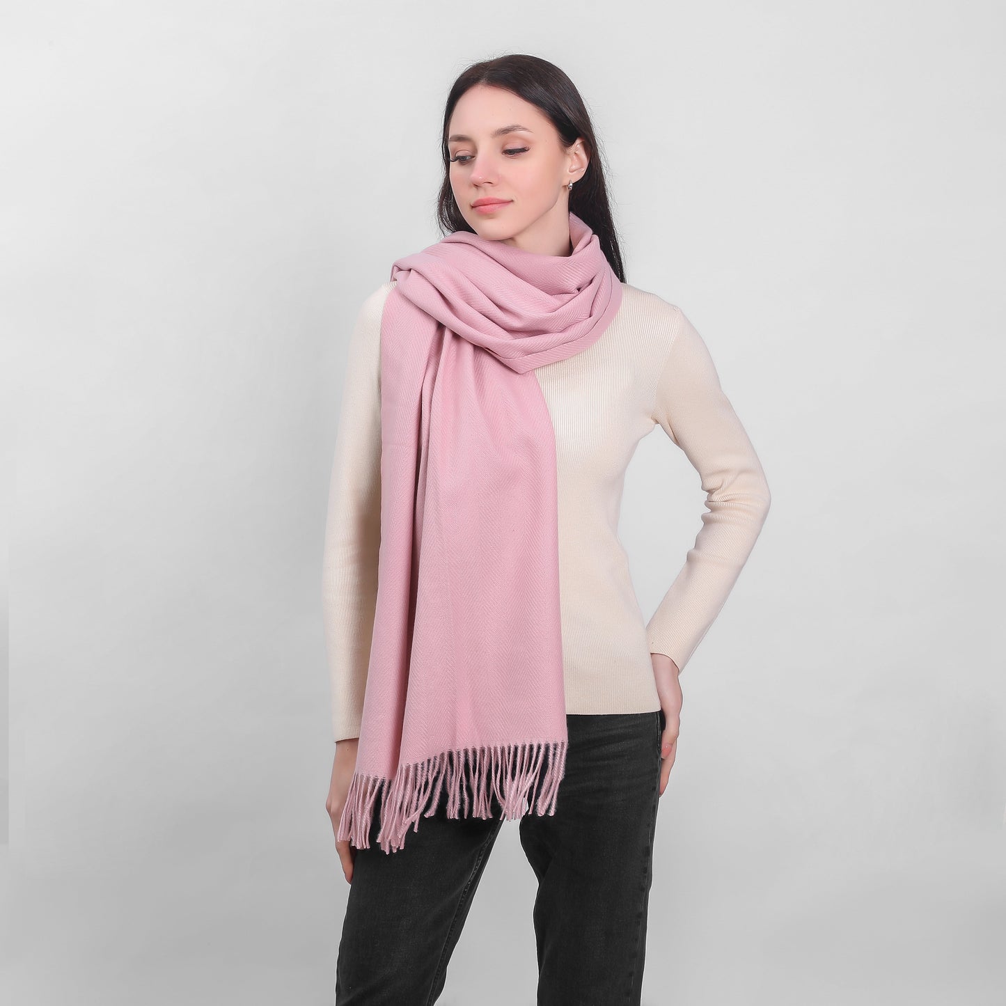 Ladies Supersoft Herringbone Pink Scarf