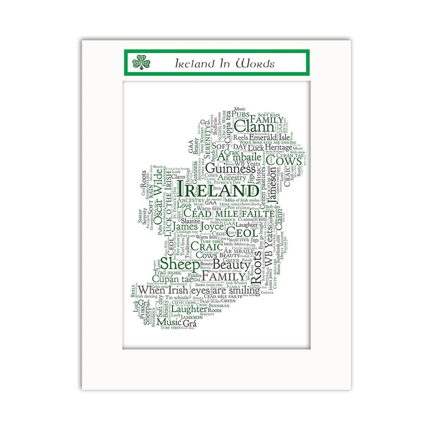 Jumble Ink Ireland In Words With Map of Ireland Design Wall Art