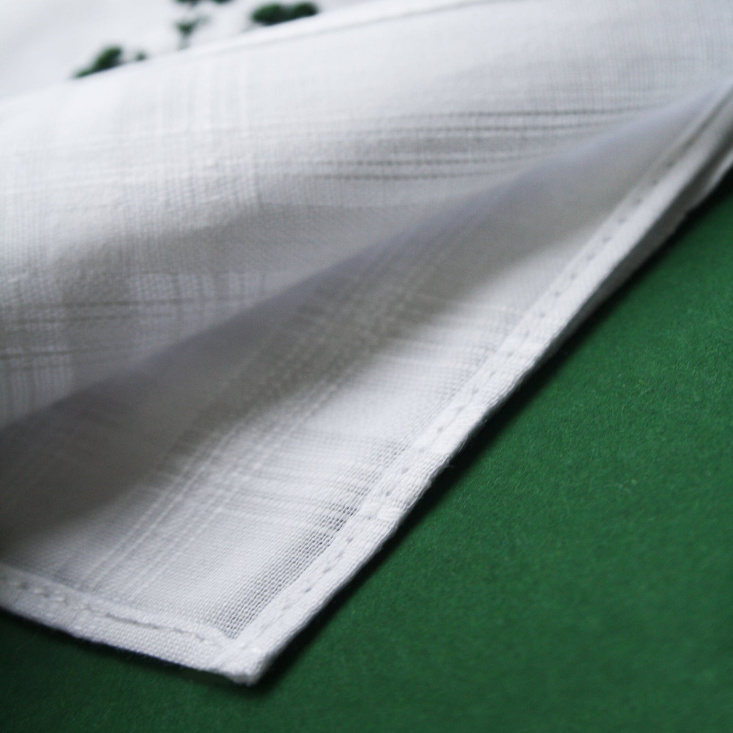 Ladies Pure Linen Handkerchief With Green Shamrock Print