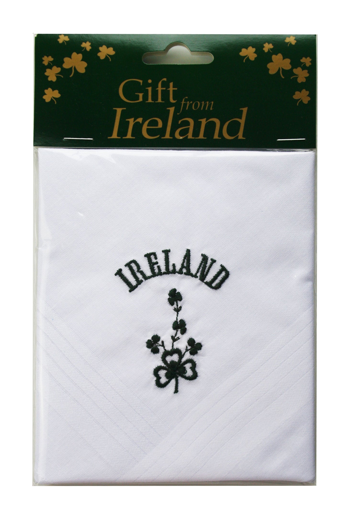 Mens Pure Cotton Handkerchief With Green Ireland & Shamrock Print