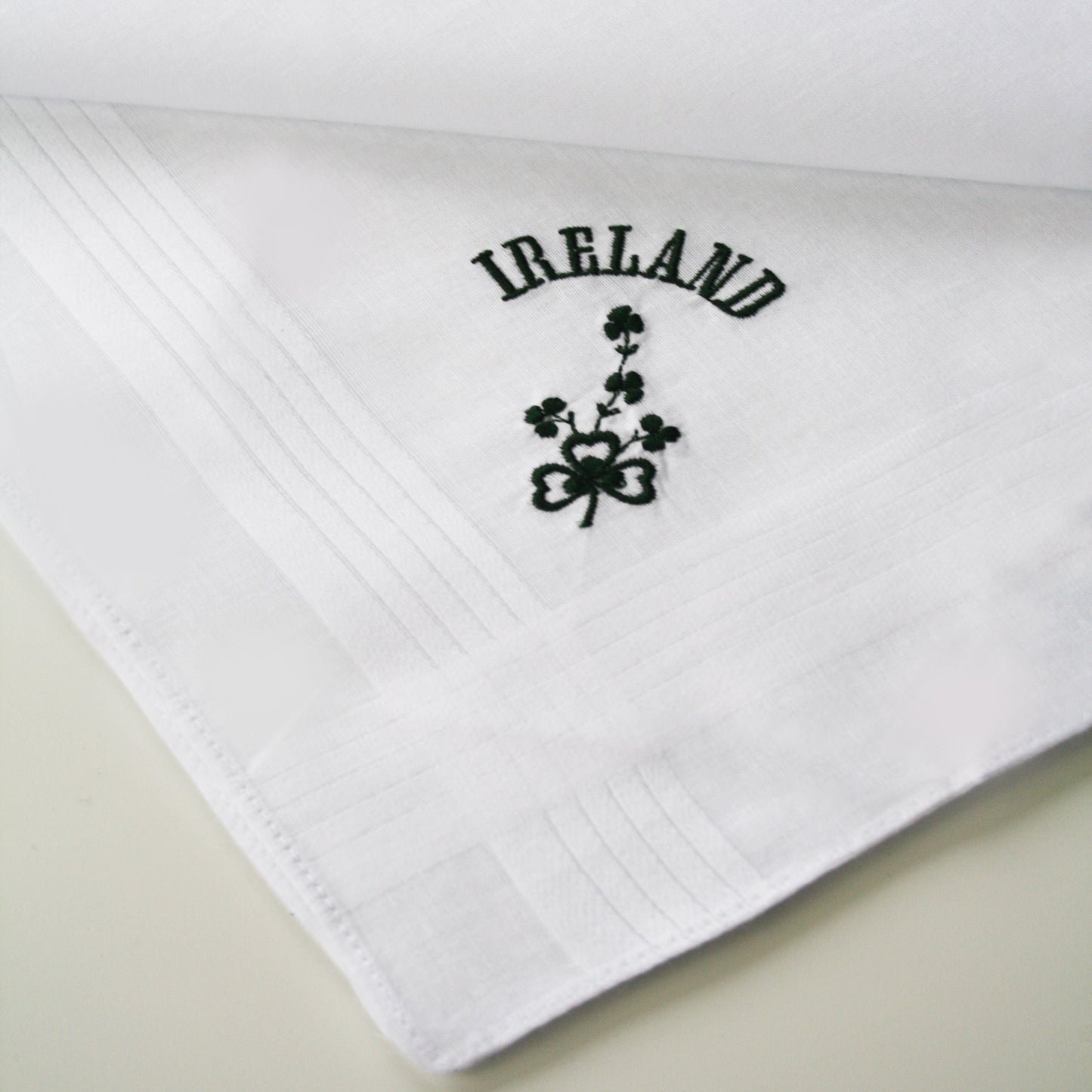 Mens Pure Cotton Handkerchief With Green Ireland & Shamrock Print