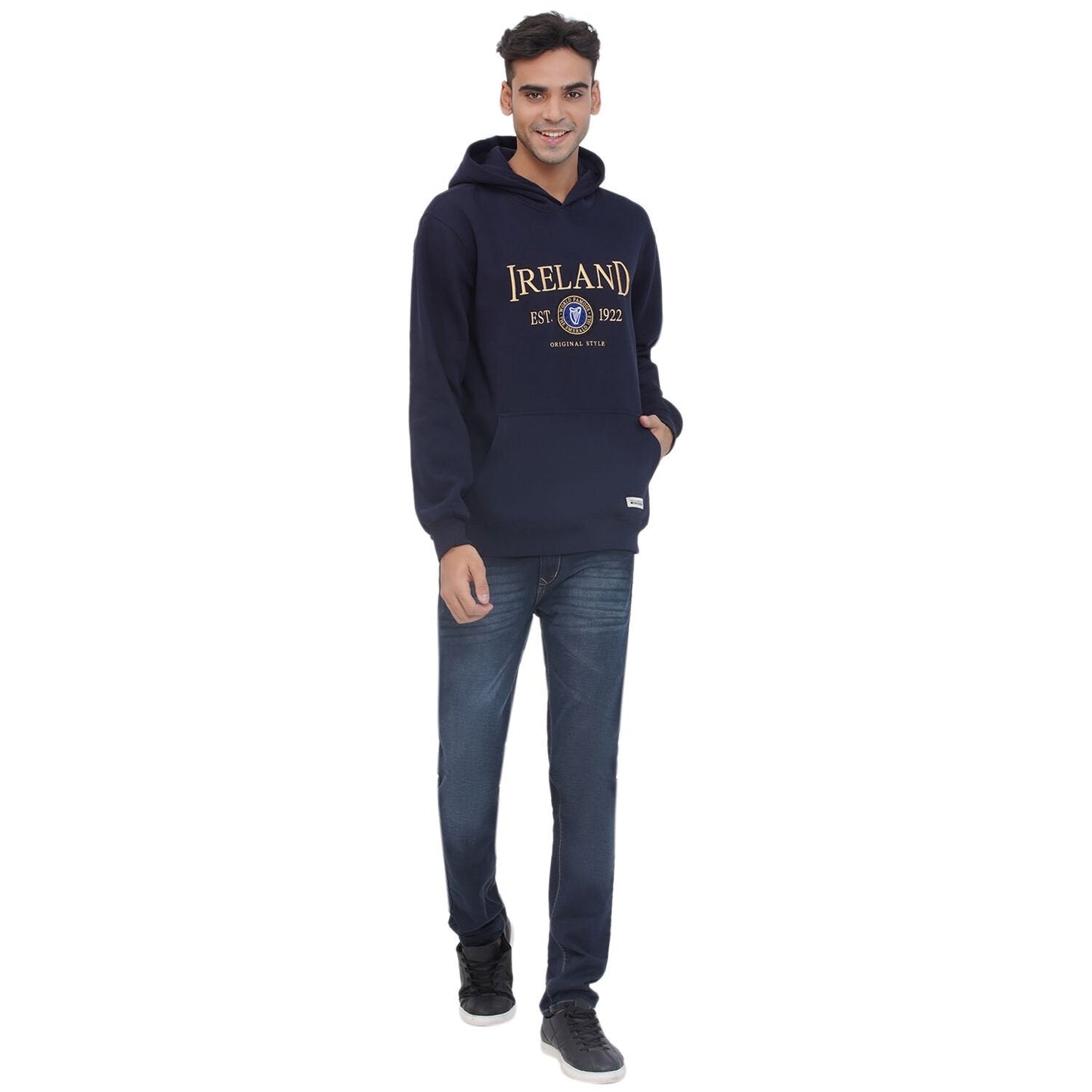 Mens Ireland Stamps Navy Blue Hoodie