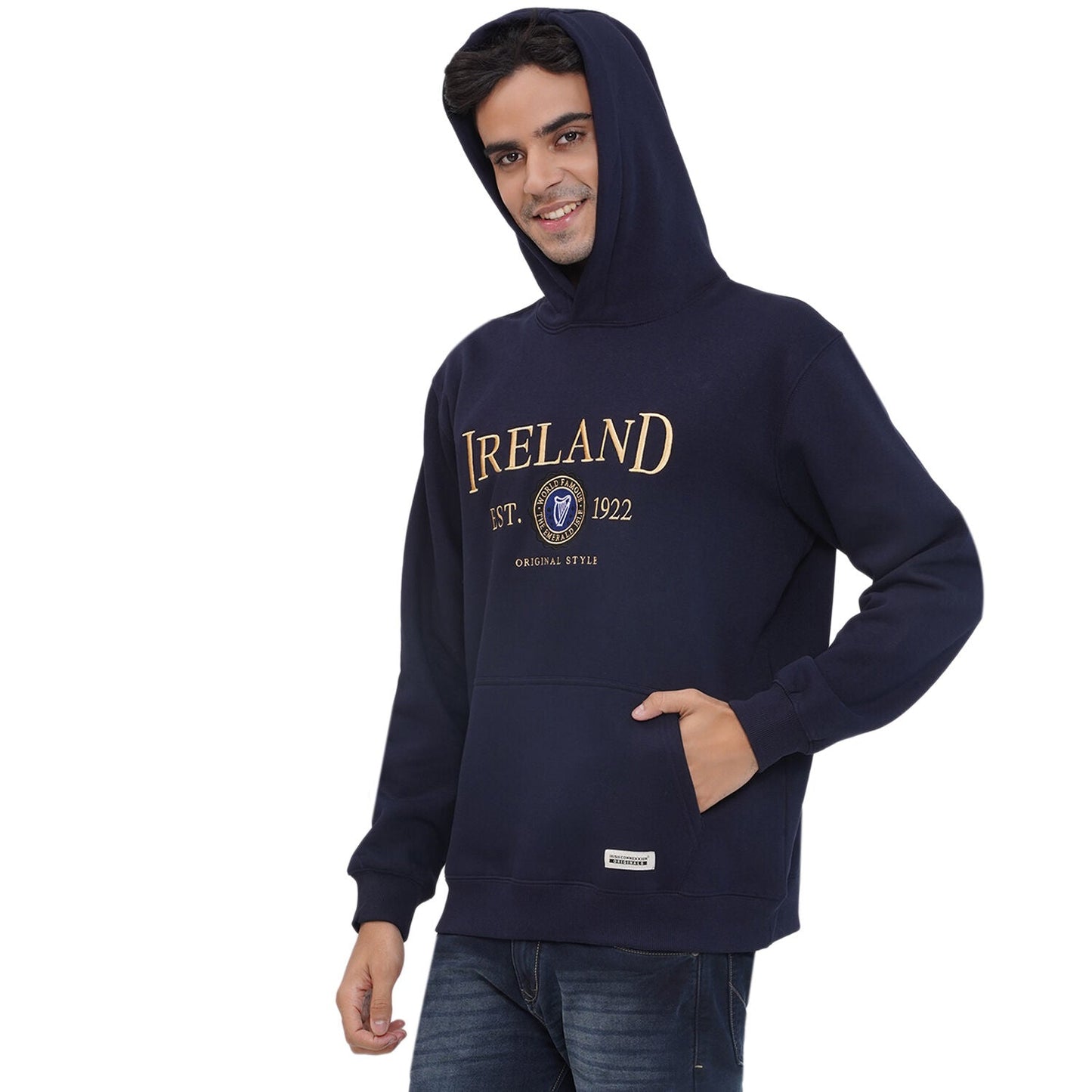 Mens Ireland Stamps Navy Blue Hoodie