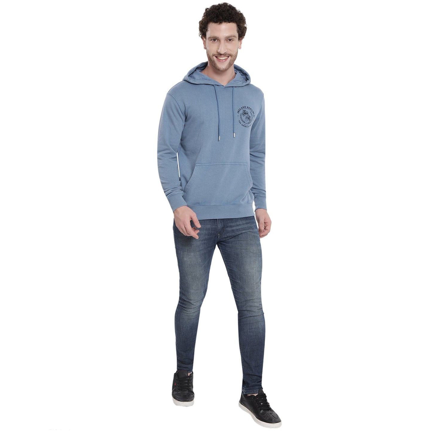 Unisex Le Shams Acid Wash Corent Blue Hoodie