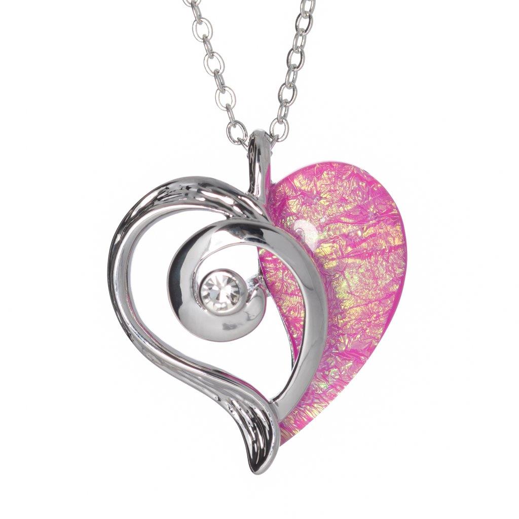 Silver Plated Pink Enamel Celtic Heart Necklace