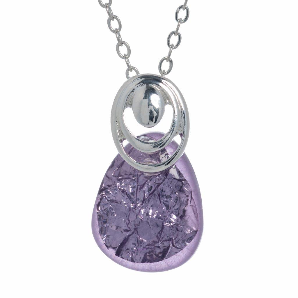 Silver Plated Purple Teardrop Celtic Necklace