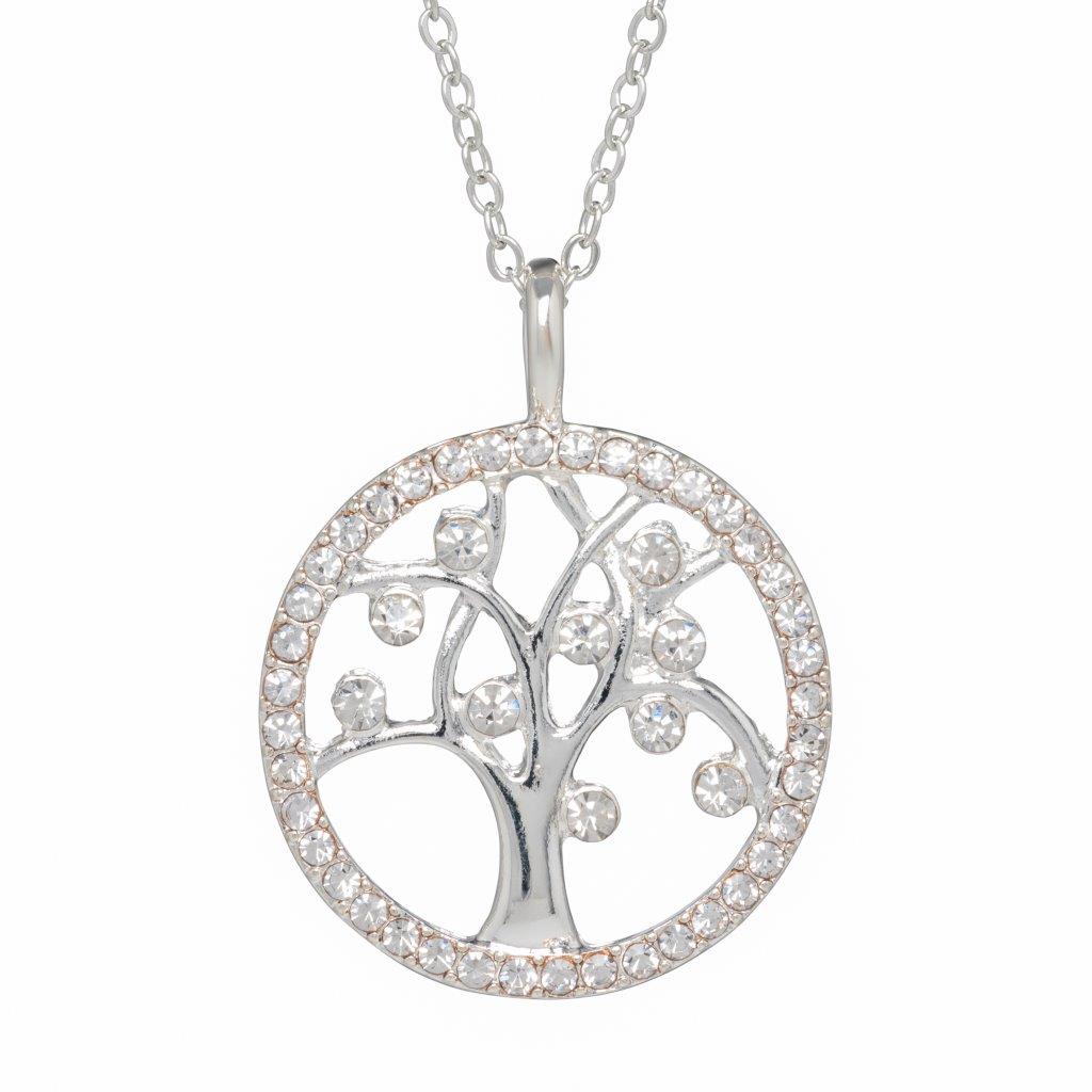 Tree Of Life With Clear Stones Necklace