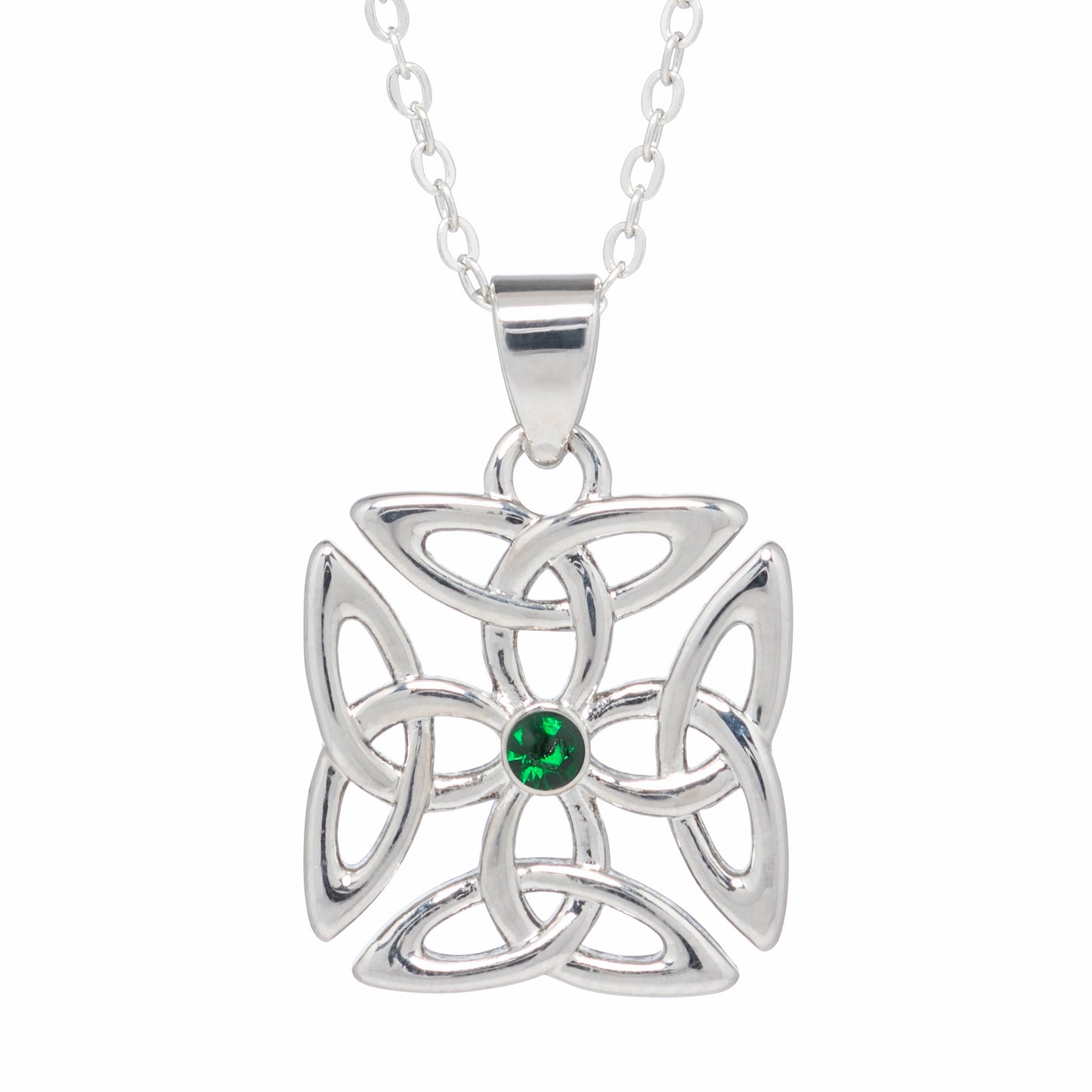 Silver Plated 4 Trinity Knot Square Necklace